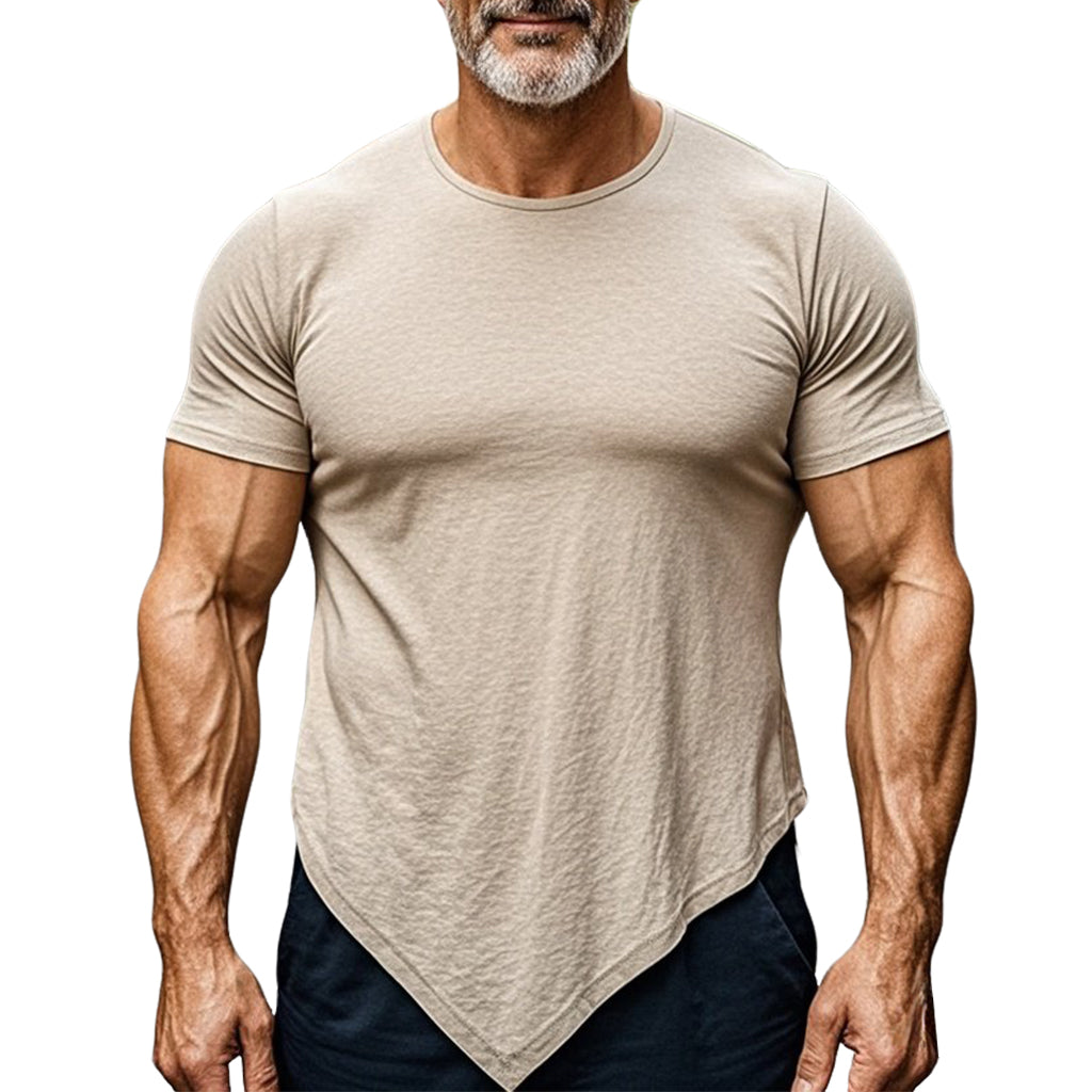 Men's fashionable casual irregular short-sleeved T-shirt