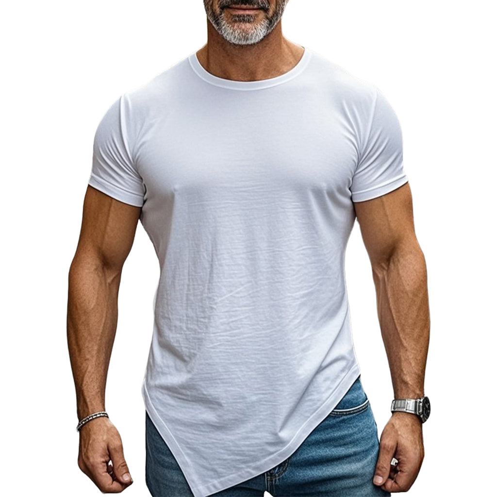 Men's fashionable casual irregular short-sleeved T-shirt