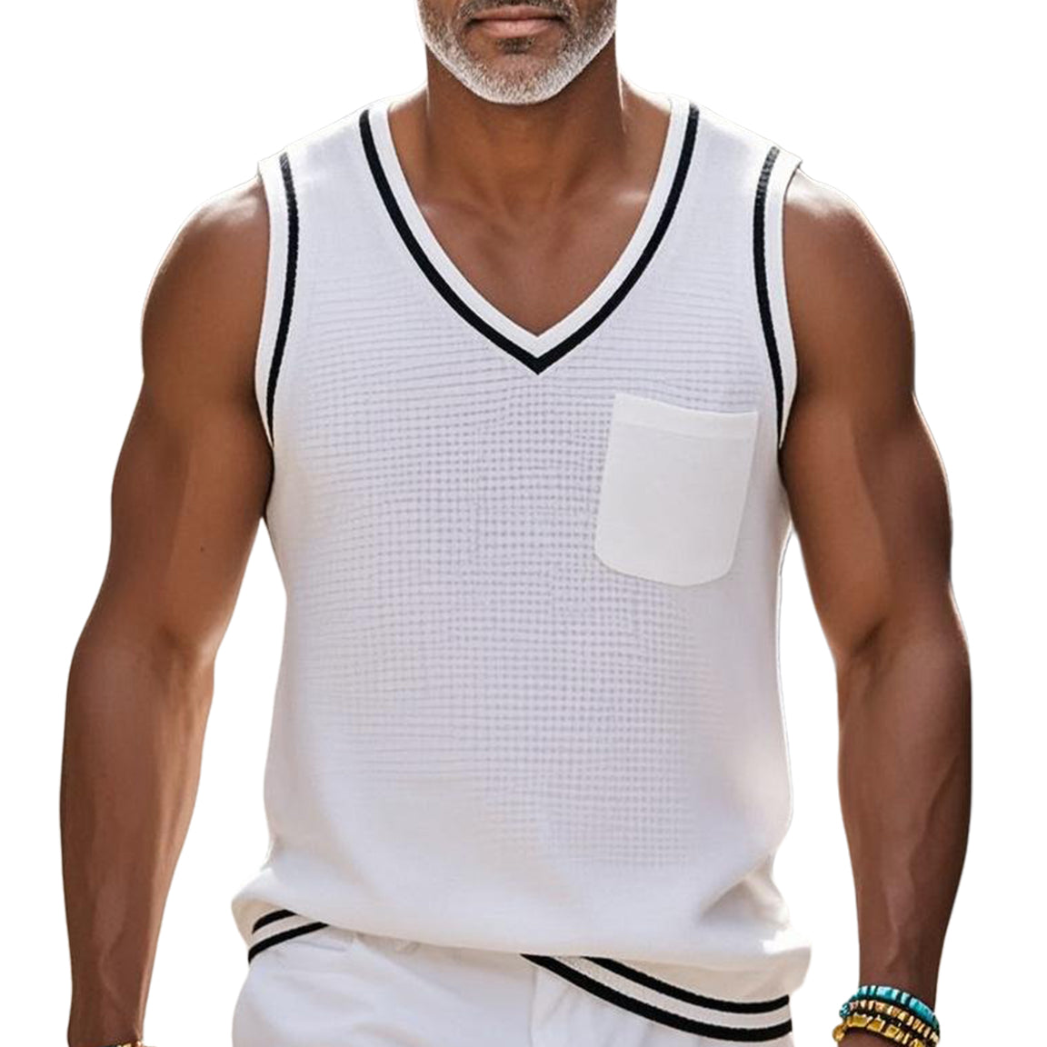Men's fashionable and casual white Waverty vest
