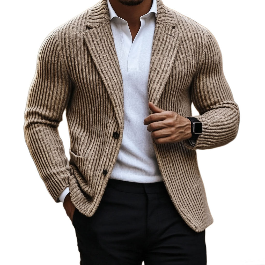 Herren modische lässige warme hellbraune Pullover Strickjacke