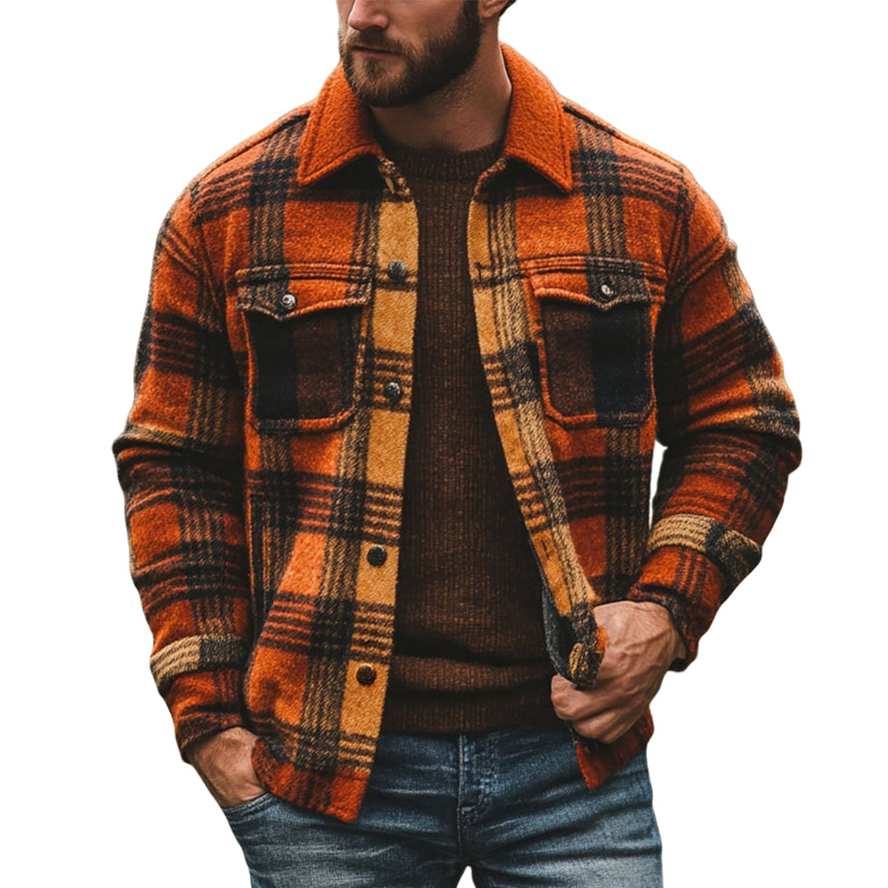 Men's fashionable casual checkered printed jacket