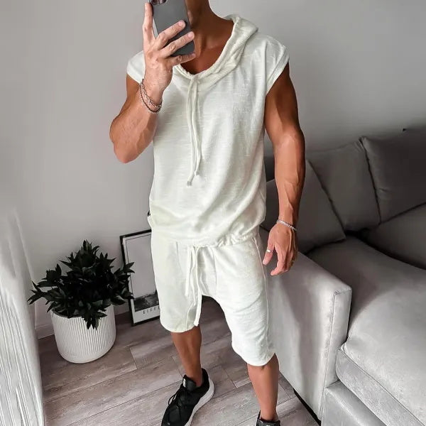 Fitness-Tanktop mit Kapuze und Ärmeln