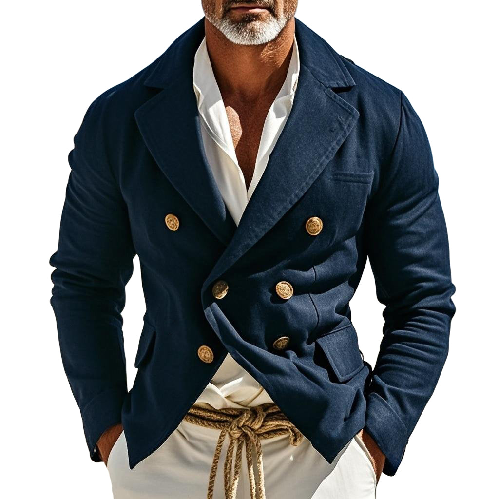 Men's fashionable and casual navy blue coat
