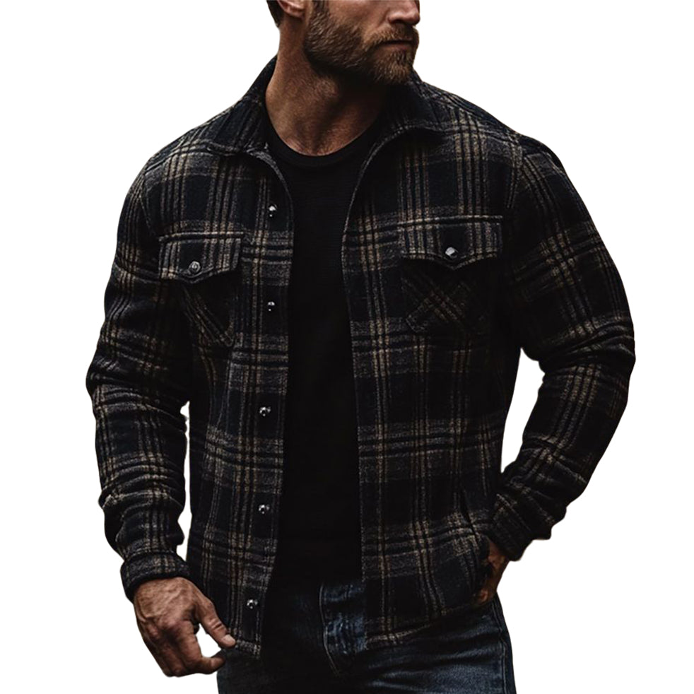 Men's fashionable casual checkered printed jacket