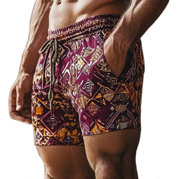 Men's Bohemian Vintage Beach Vacation Ethnic Style Casual Shorts