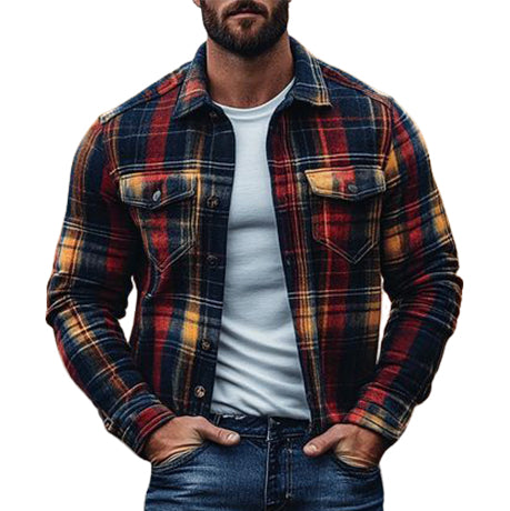 Men's fashionable casual checkered printed jacket