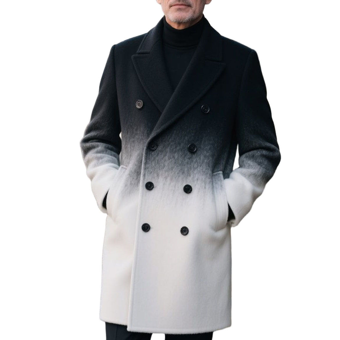 Men's fashionable and casual black and white gradient coat