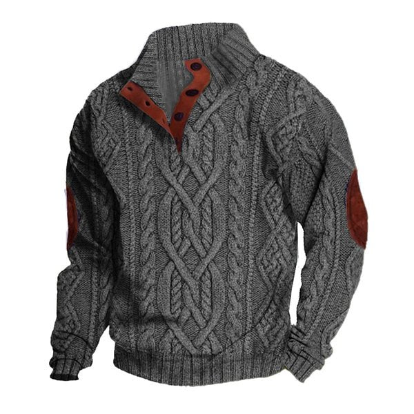 Men's Vintage Stand Collar Knitted Cable Sweater