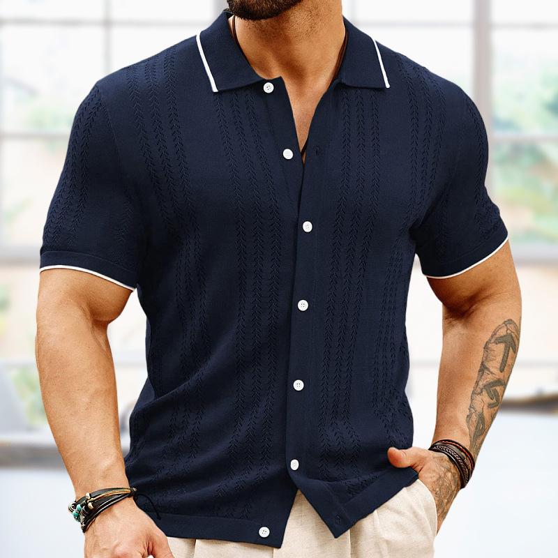 Polo à simple boutonnage et revers contrastés pour homme