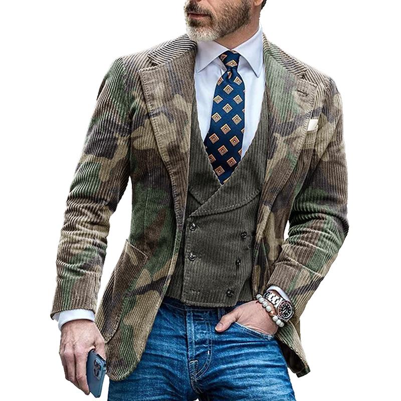 Men's Vintage Camouflage Single Breasted Blazer