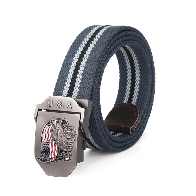 Men's USA Eagle Flag Canvas Automatic Smooth Buckle Belt