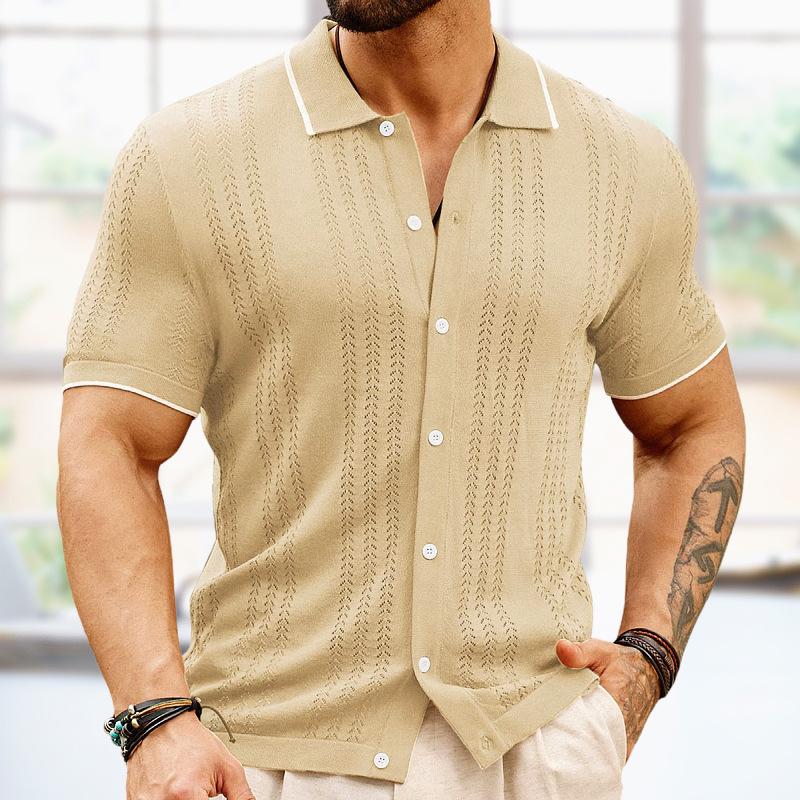 Polo à simple boutonnage et revers contrastés pour homme