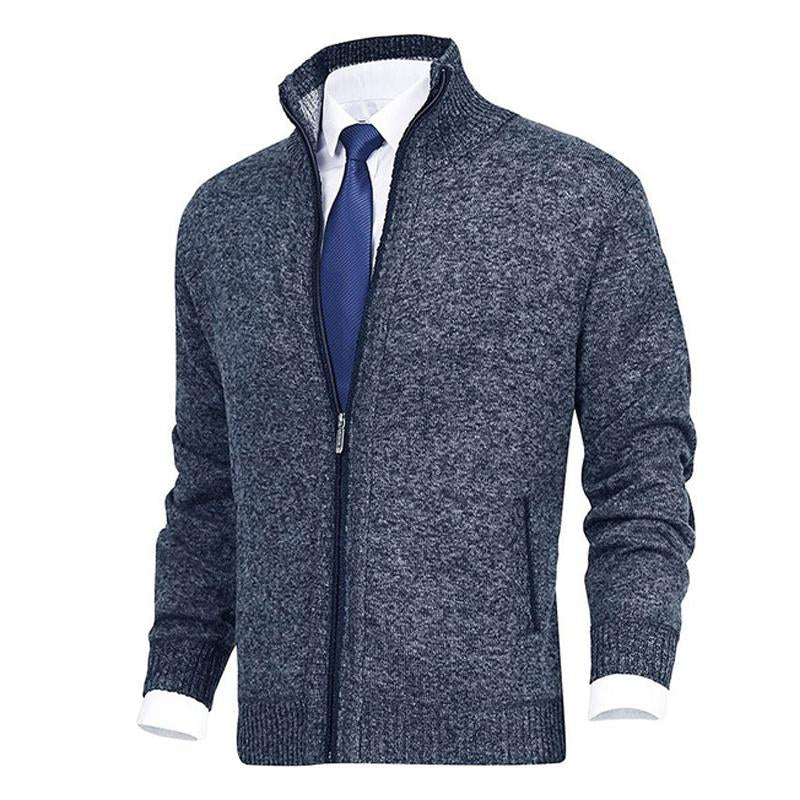 Cardigan à col montant de couleur unie pour homme