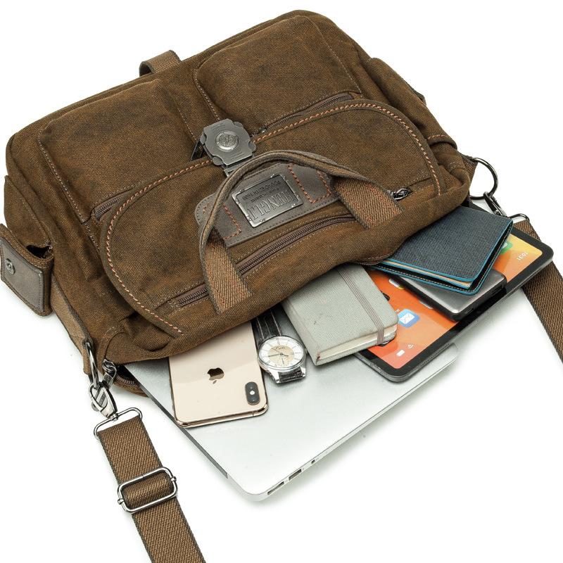 Sac à bandoulière rétro grande capacité pour homme en toile