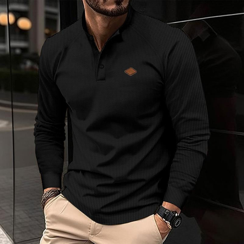 Men's Casual Waffle Henley Collar Raglan Long Sleeve T-Shirt