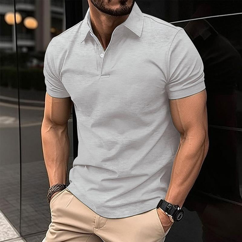 Polo décontracté à manches courtes pour homme, couleur unie