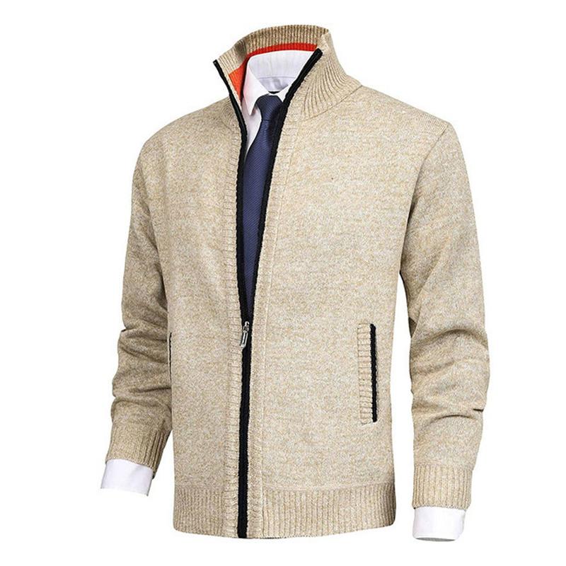 Cardigan à col montant de couleur unie pour homme