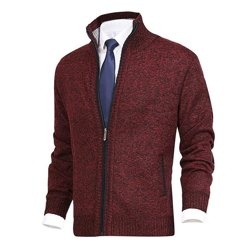 Cardigan à col montant de couleur unie pour homme