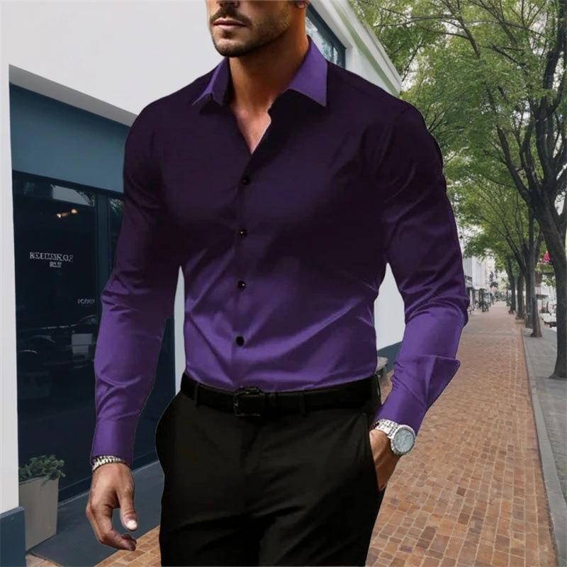 Chemise ample à manches longues et revers dégradé pour homme