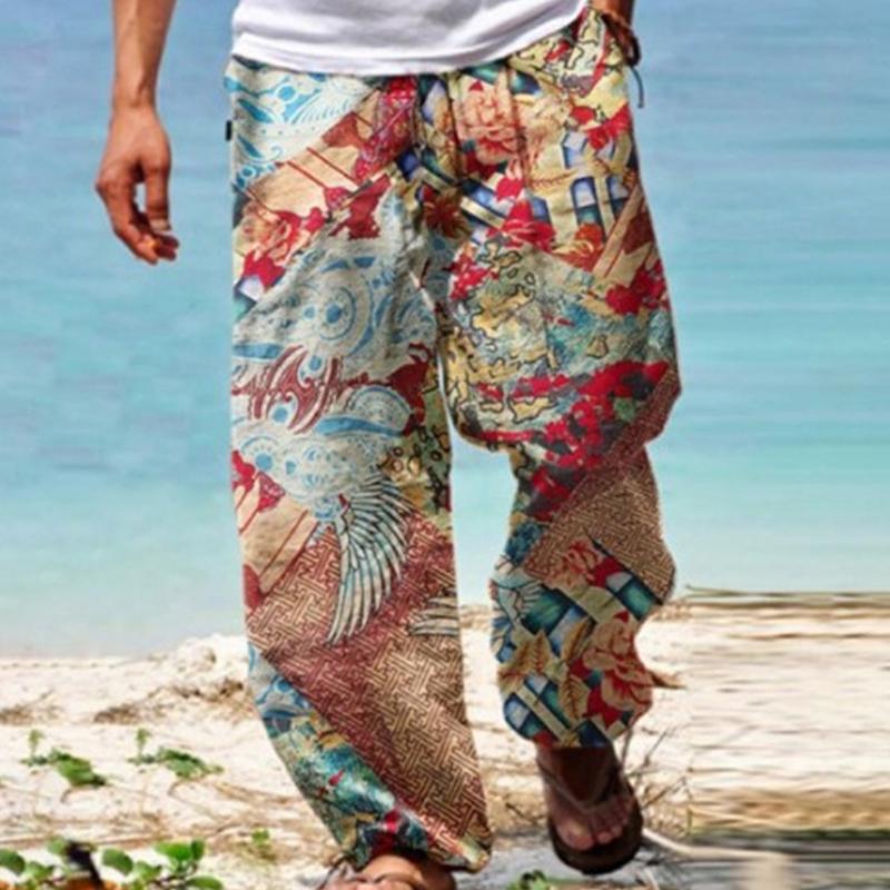 Men's Vintage Loose Printed Drawstring Pants