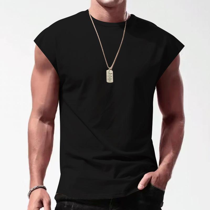 Men's Solid Loose Sleeveless Sports T-shirt
