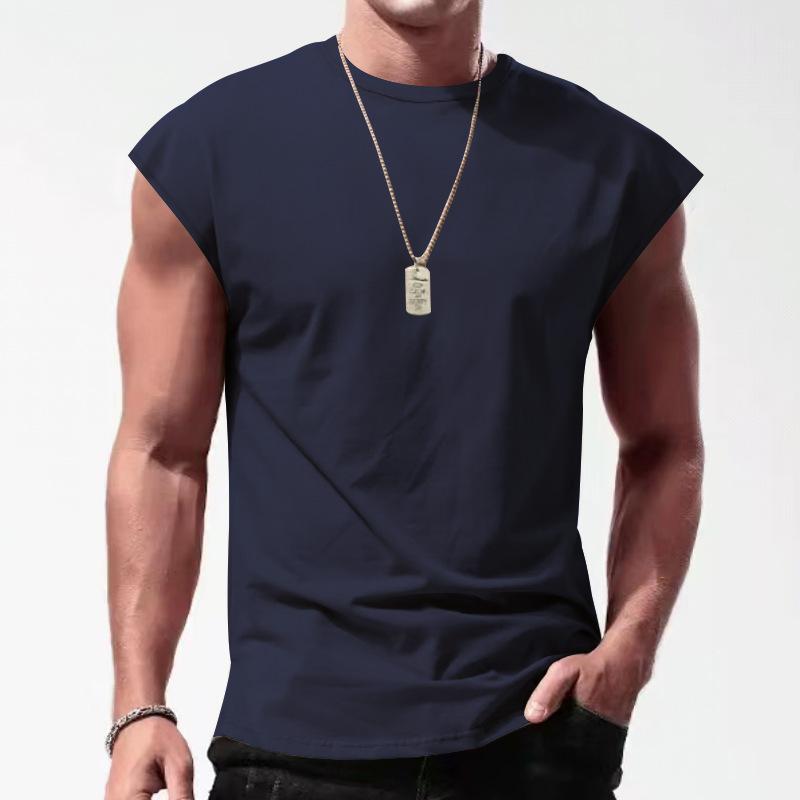 Men's Solid Loose Sleeveless Sports T-shirt