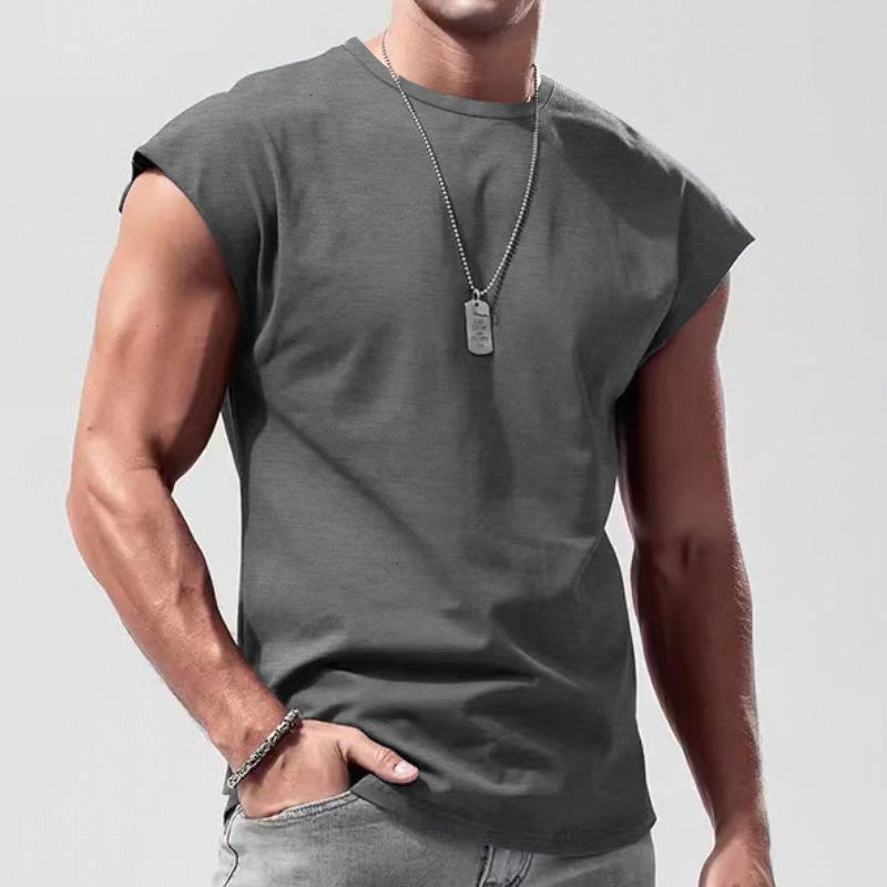 Men's Solid Loose Sleeveless Sports T-shirt