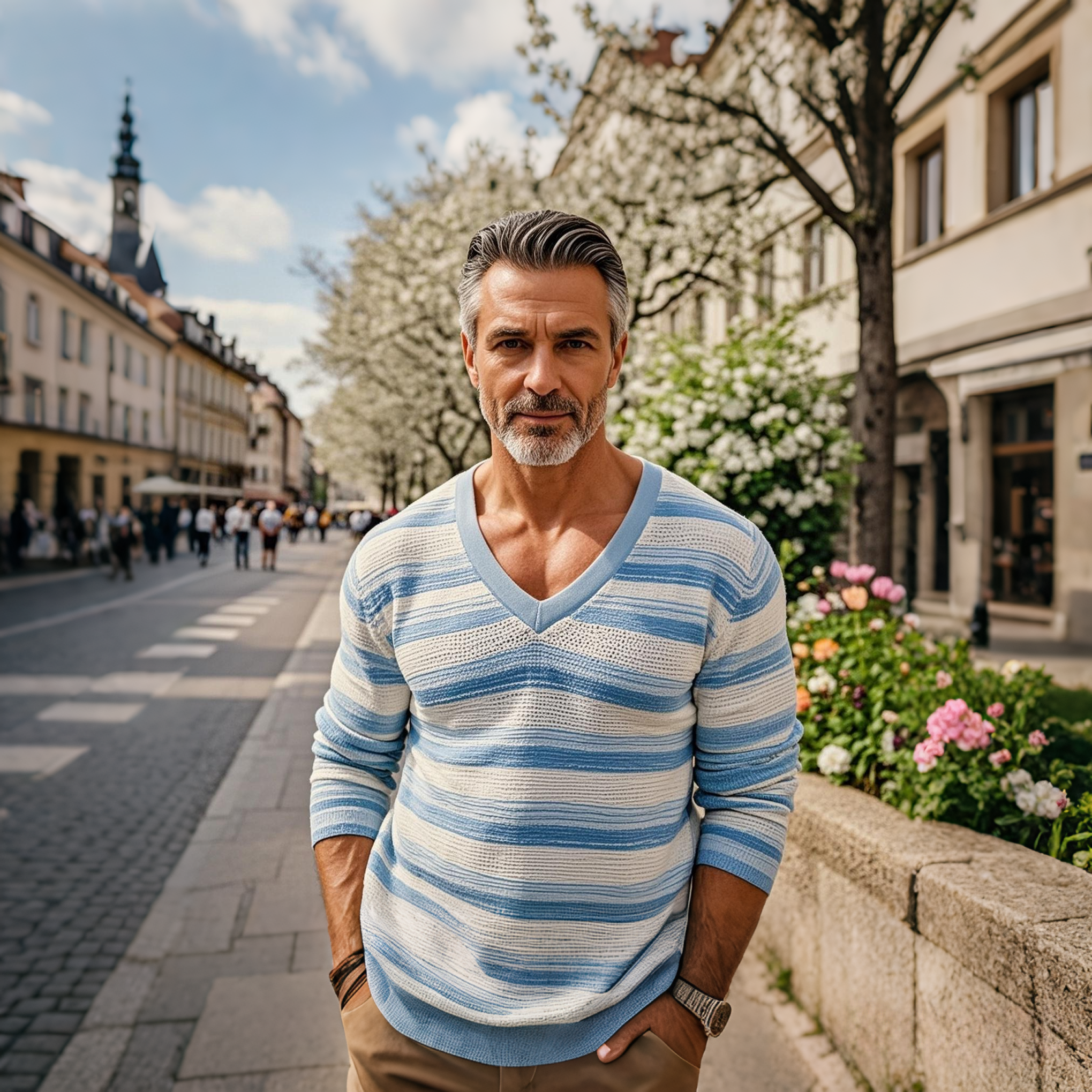 T-shirt à manches longues à rayures et à blocs de couleurs pour homme, style décontracté et tendance