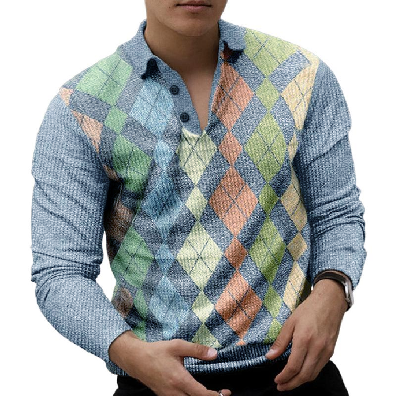 Men's Casual 3D Printed Lapel POLO Shirt