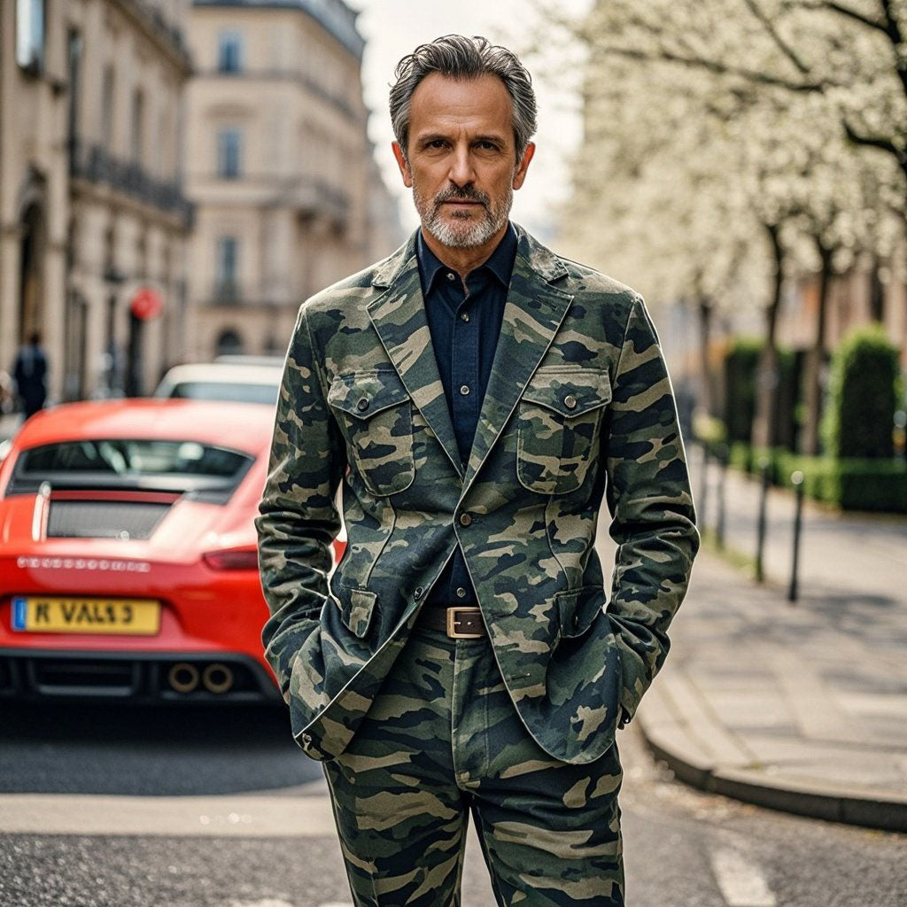 Men's fashionable casual camouflage denim jacket
