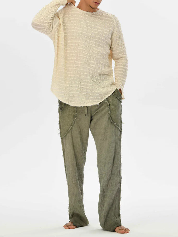 Men's fashionable and casual Bohemian-style long-sleeved T-shirt