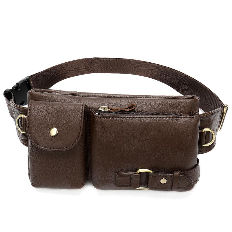 Men's Classic Genuine Leather Waist And Messenger Bag