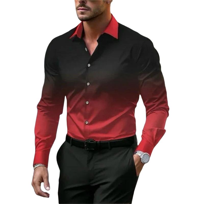 Chemise ample à manches longues et revers dégradé pour homme