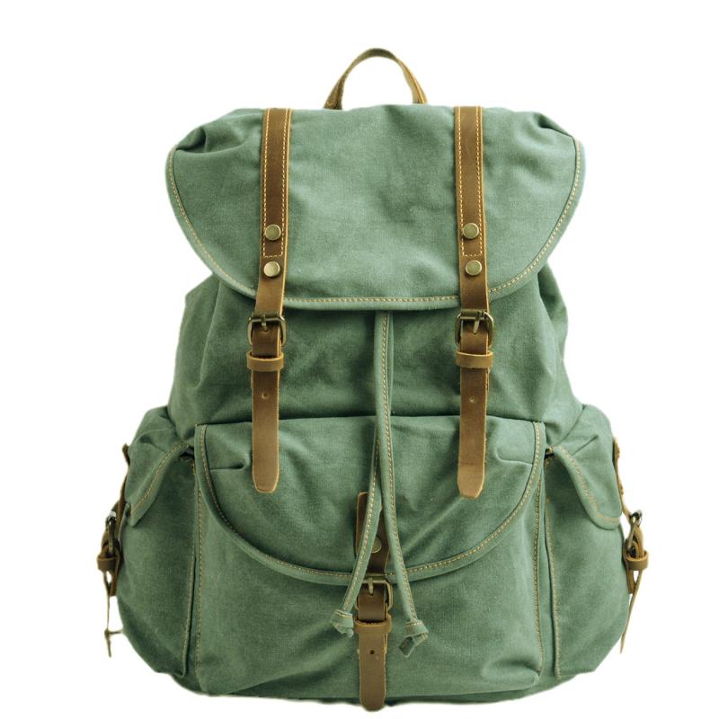 Sac à dos rétro en toile multi-poches pour homme, grande capacité, pour l'extérieur
