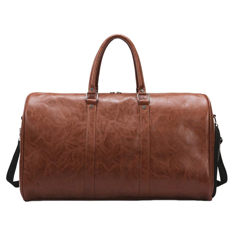 Men's Vintage Large Capacity Leather Sports Fitness Travel Bag