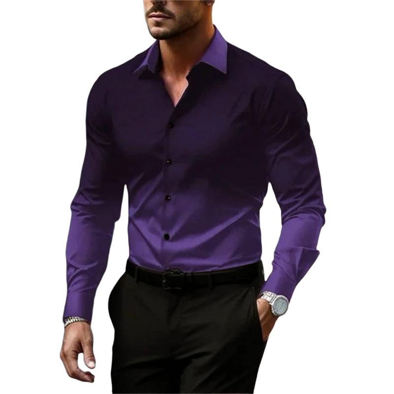 Chemise ample à manches longues et revers dégradé pour homme