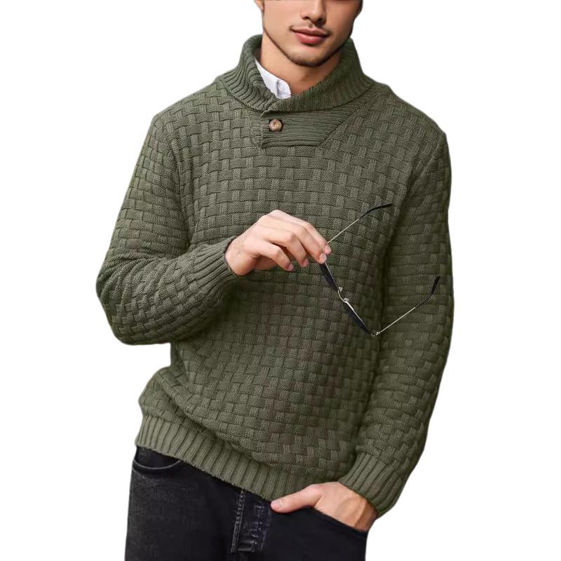 Pull décontracté à revers en tricot jacquard pour homme