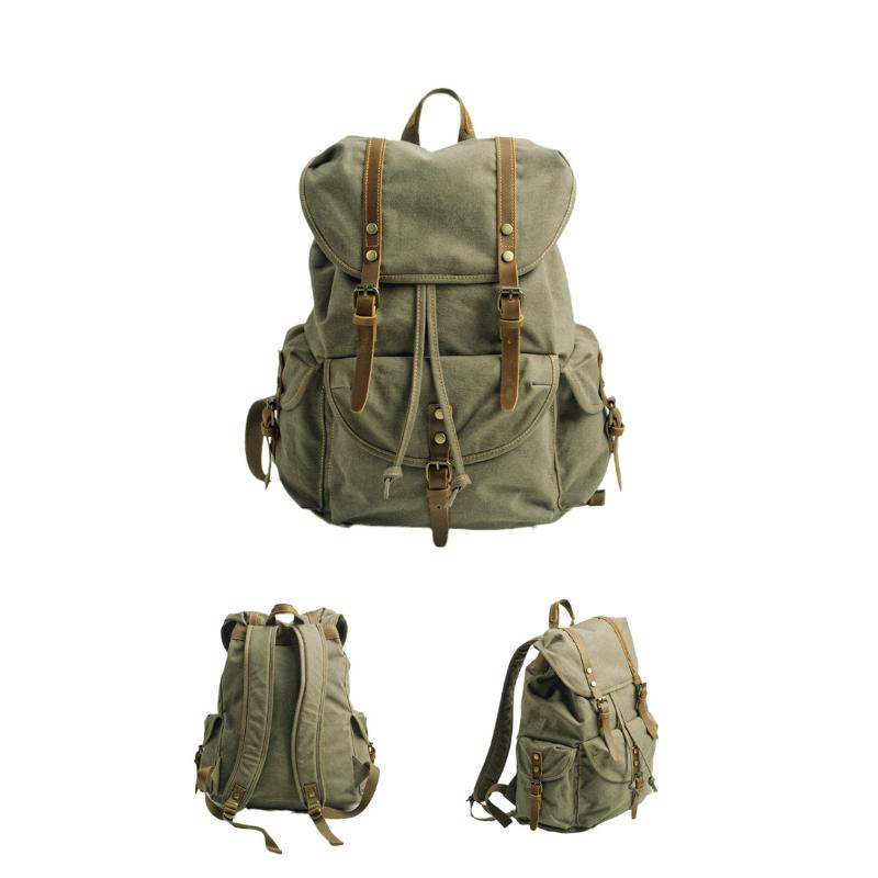 Sac à dos rétro en toile multi-poches pour homme, grande capacité, pour l'extérieur