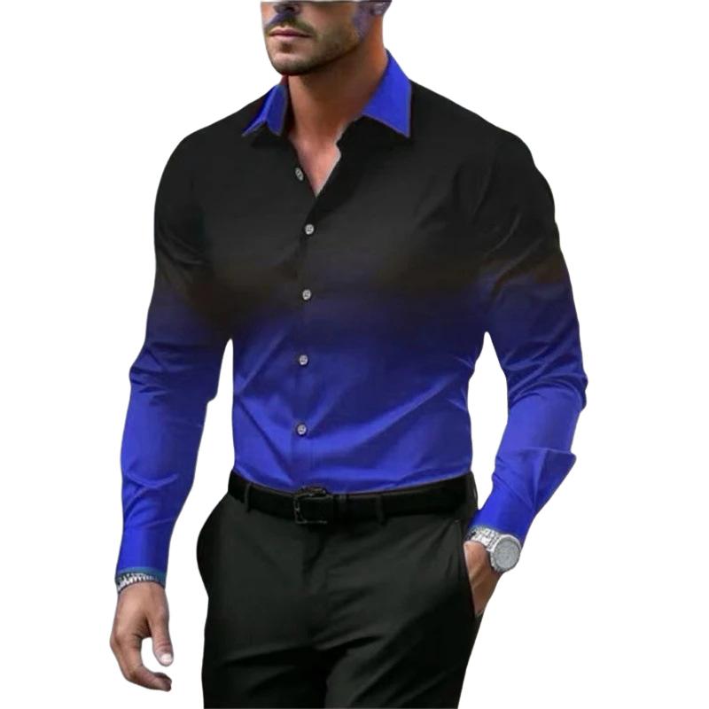 Chemise ample à manches longues et revers dégradé pour homme