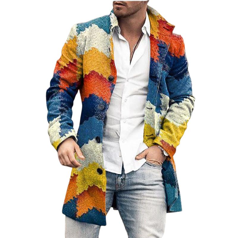 Manteau mi-long en laine à col montant pour homme