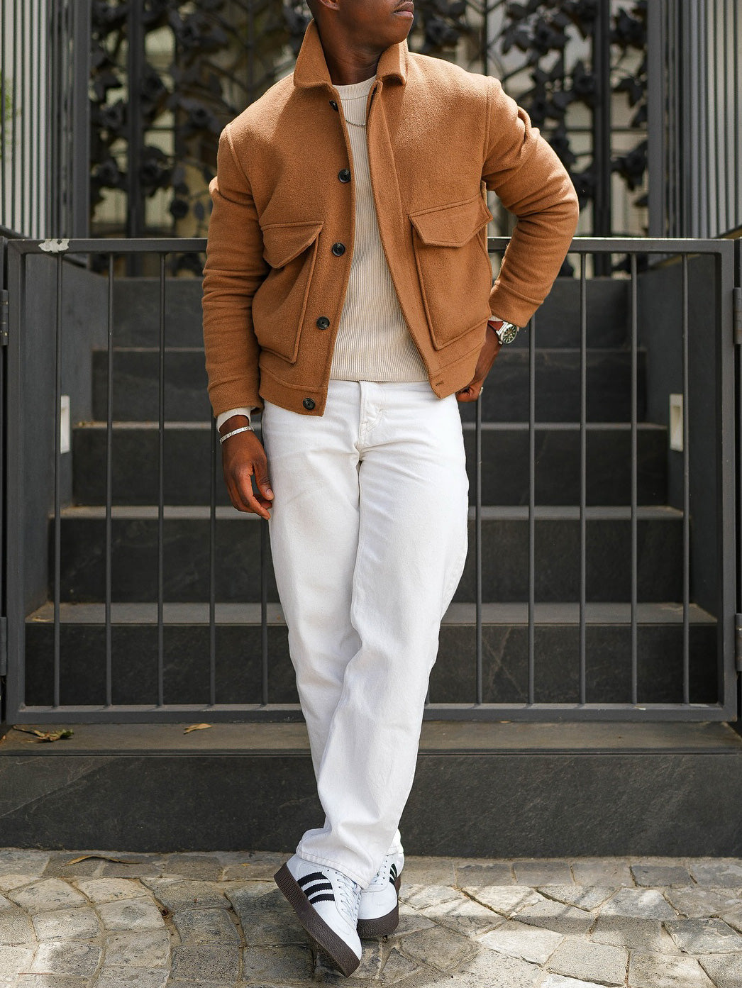 Veste décontractée en daim marron à la mode pour homme