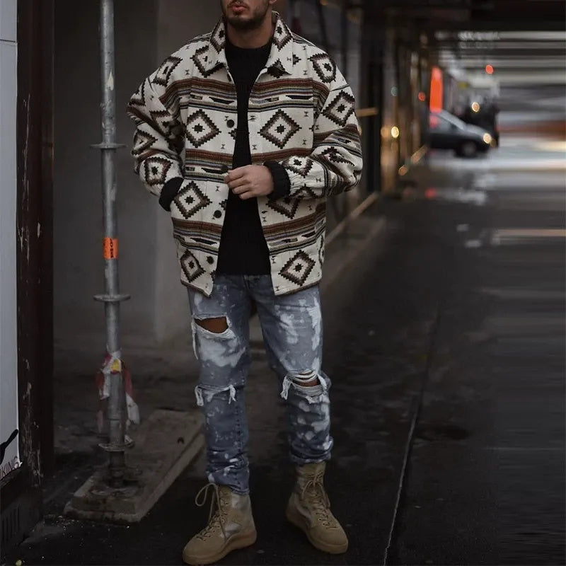 Men's fashionable casual geometric printed jacket