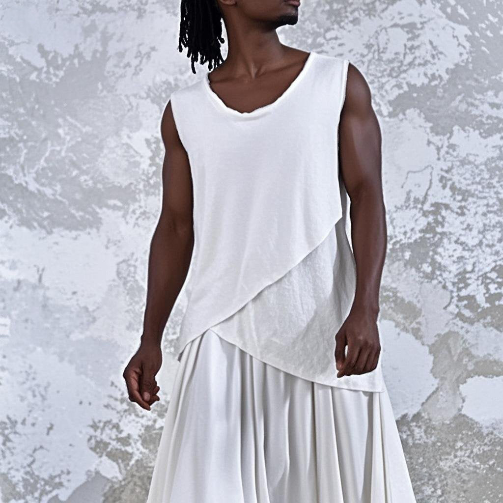 Men's fashionable and casual white vest