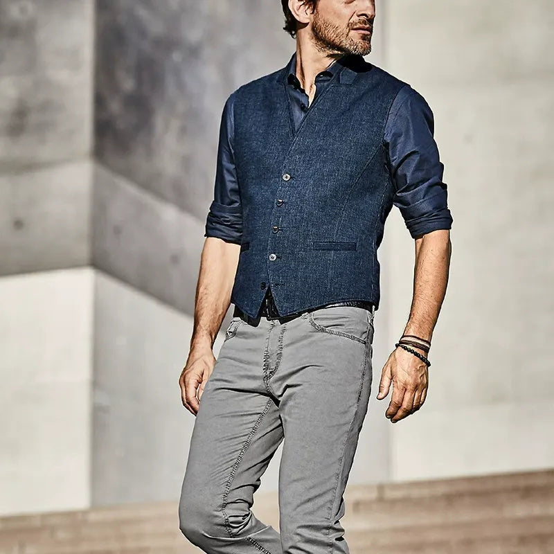 Men's fashionable and casual navy blue vest