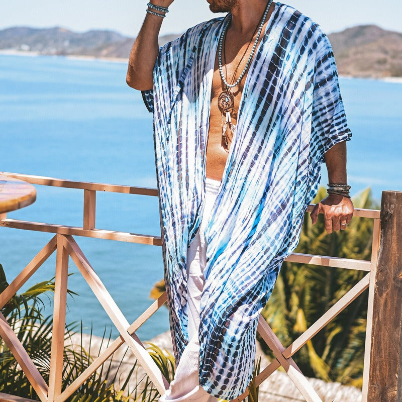 Men's fashionable and casual geometric printed cape
