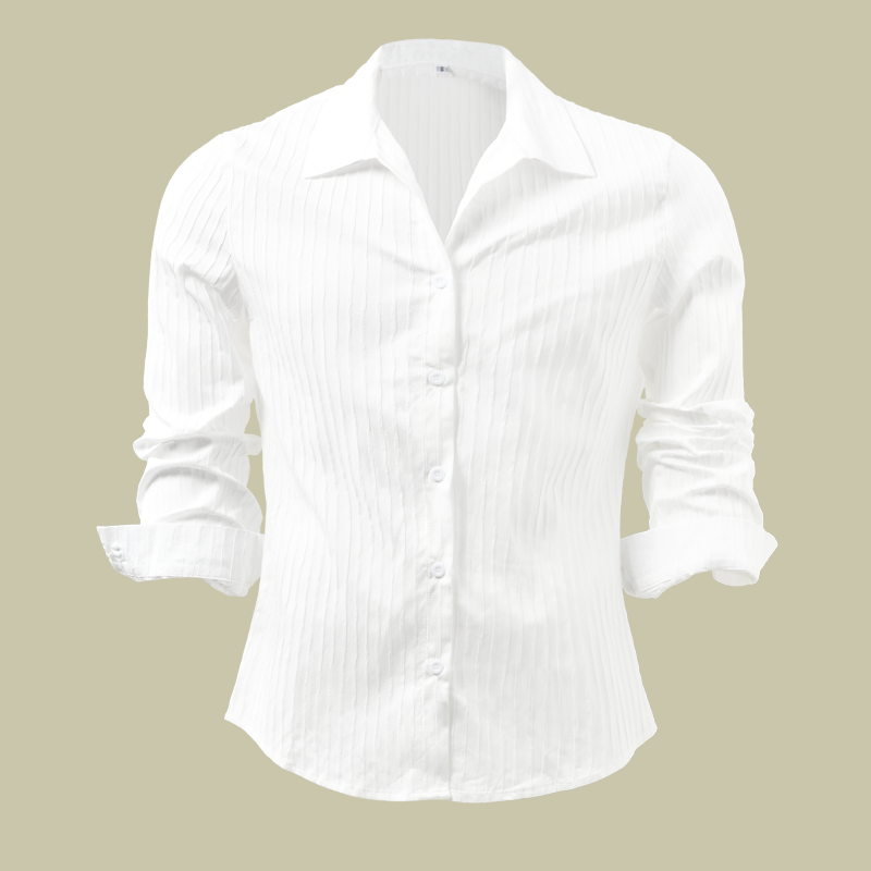 Men's Solid Color Striped Lapel Long Sleeve Shirt