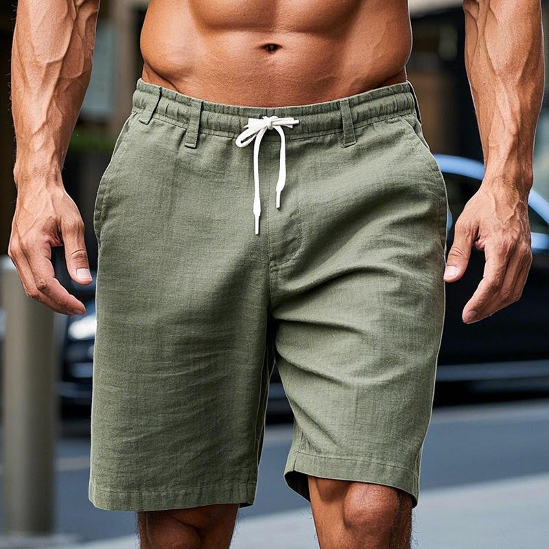 Men's Light Army Green Solid Color Breathable Casual Shorts