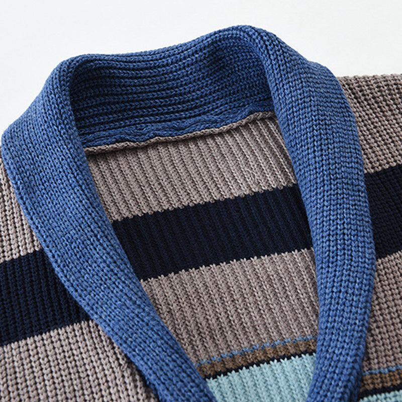 Veste pull à revers colorblock pour homme