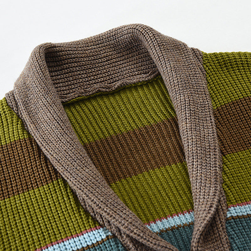 Veste pull à revers colorblock pour homme