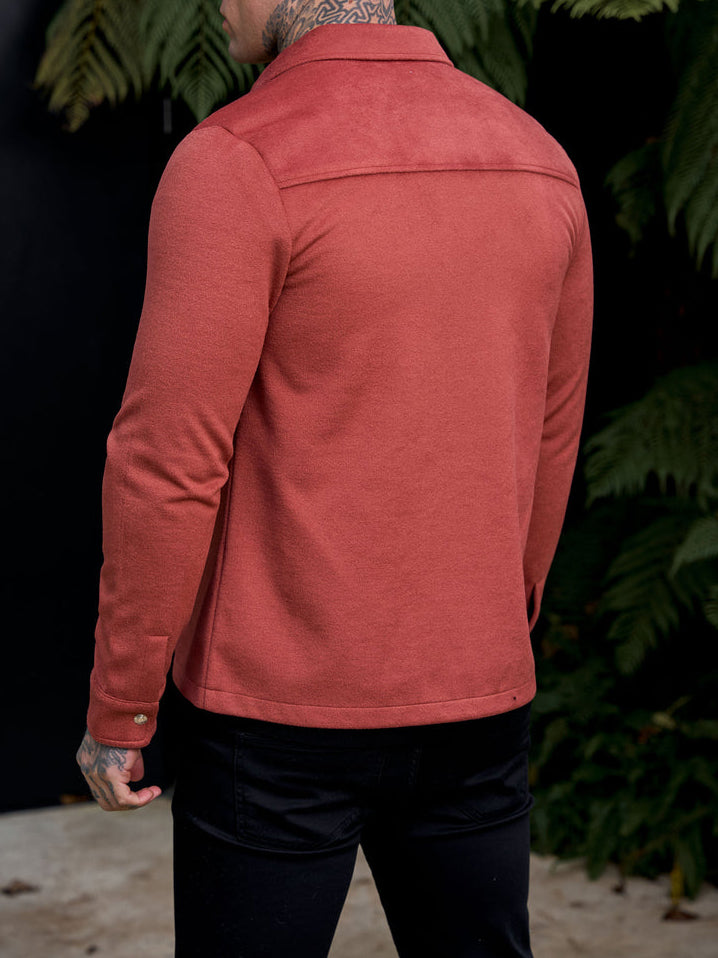 Suede Feel Button Up Jacket